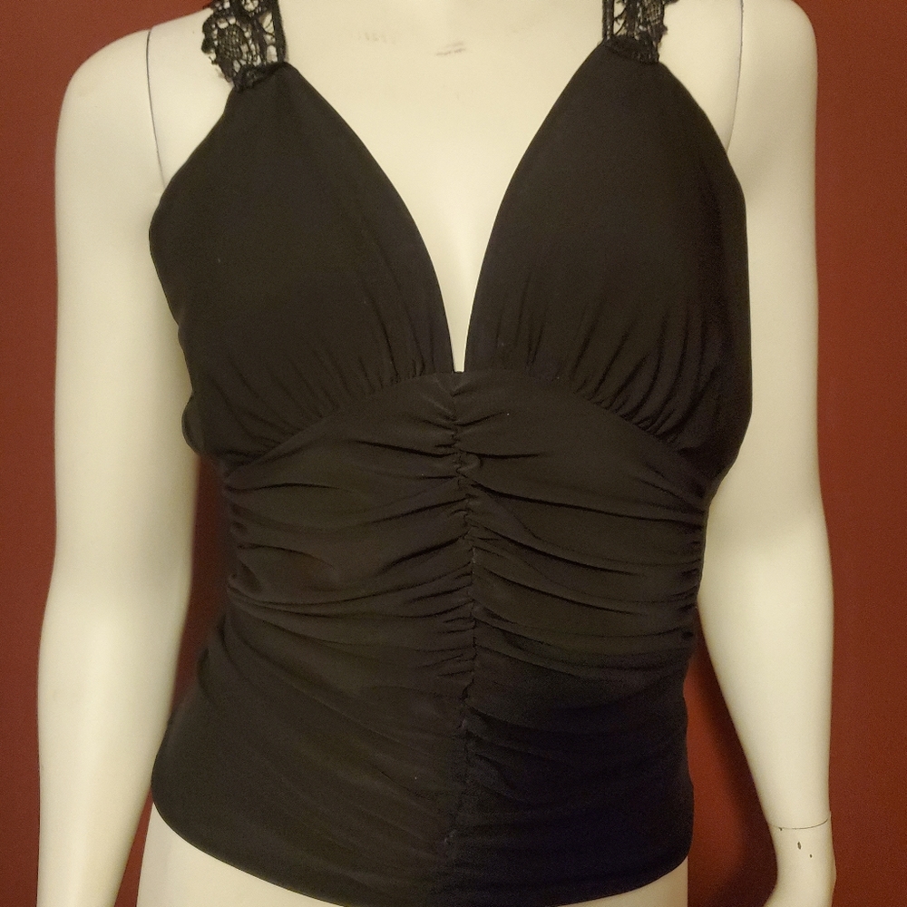 Sleeveless top with embroidered back